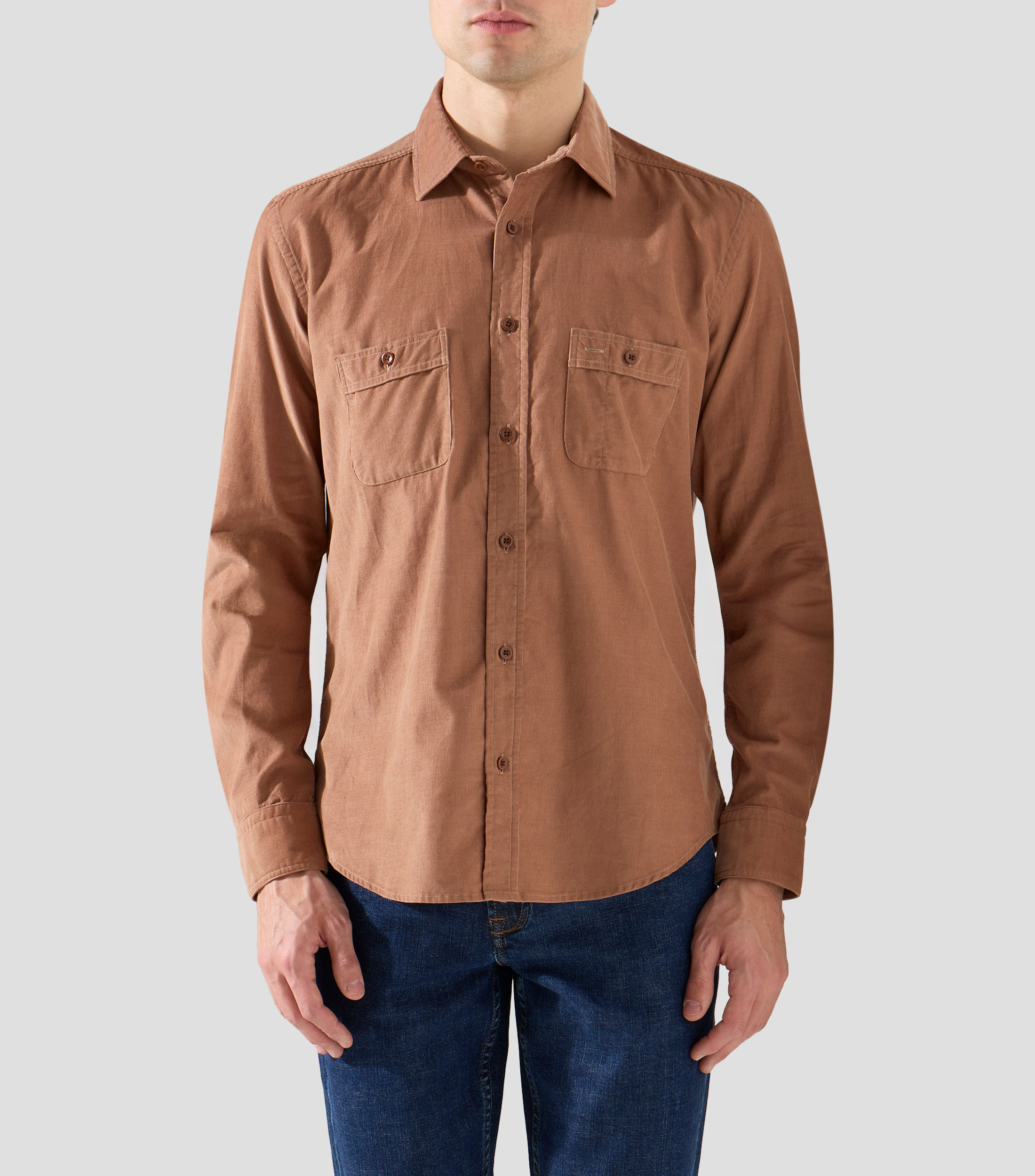 Camisa lisa manga larga Hombre